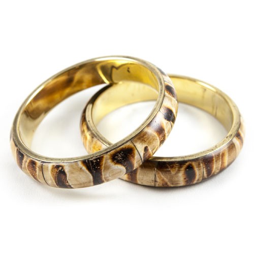 Wood and Brass Mix Bangle Pair